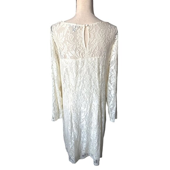 Jessica London Ivory Lace Shift Dress Lace Long Sleeves & Back Button Size 20W - Picture 3 of 6